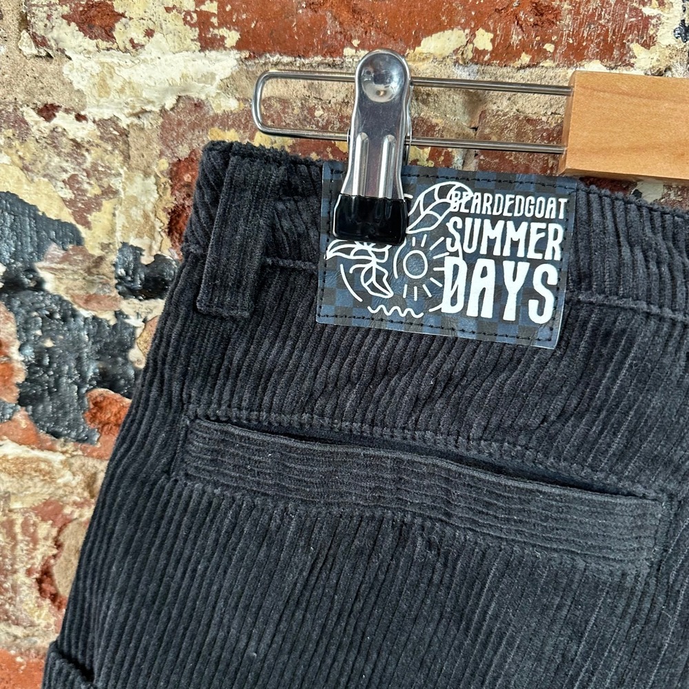 Bearded Goat Summer Days Corduroy Shorts Mens 28 Black Workwear - Picture 5 of 12